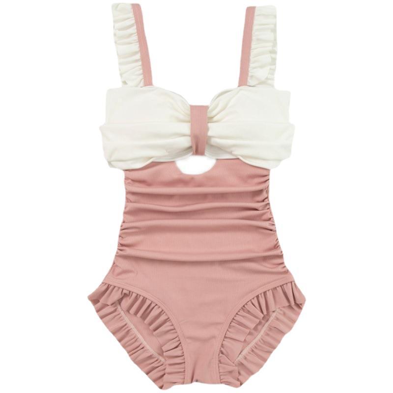 Costume da bagno one-piece femminile Valstrend, stile giapponese, copertura ventre, vita alta, look fresco e carino.