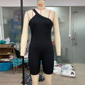Women's Fashion Casual Thread One Shoulder Sleeveless Slim Fit Hip Raise Jumpsuit