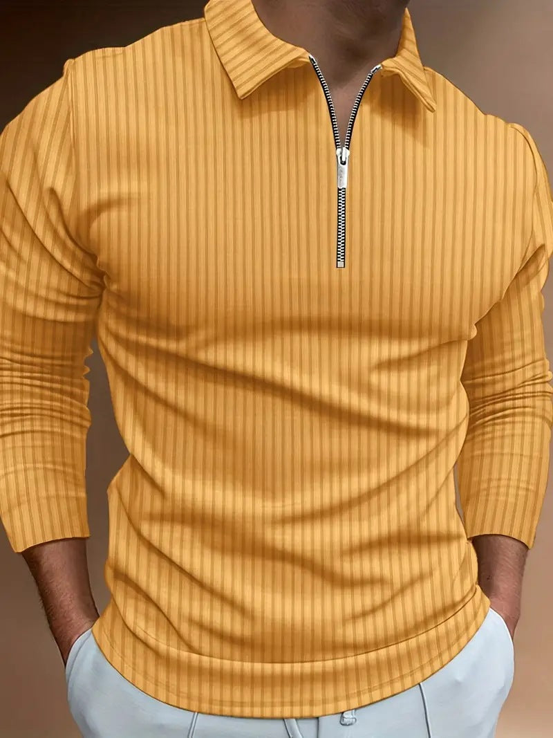 Maglietta polo da uomo Valstrend con stampa digitale 3D a maniche lunghe, stile sportivo e moda europea e americana.