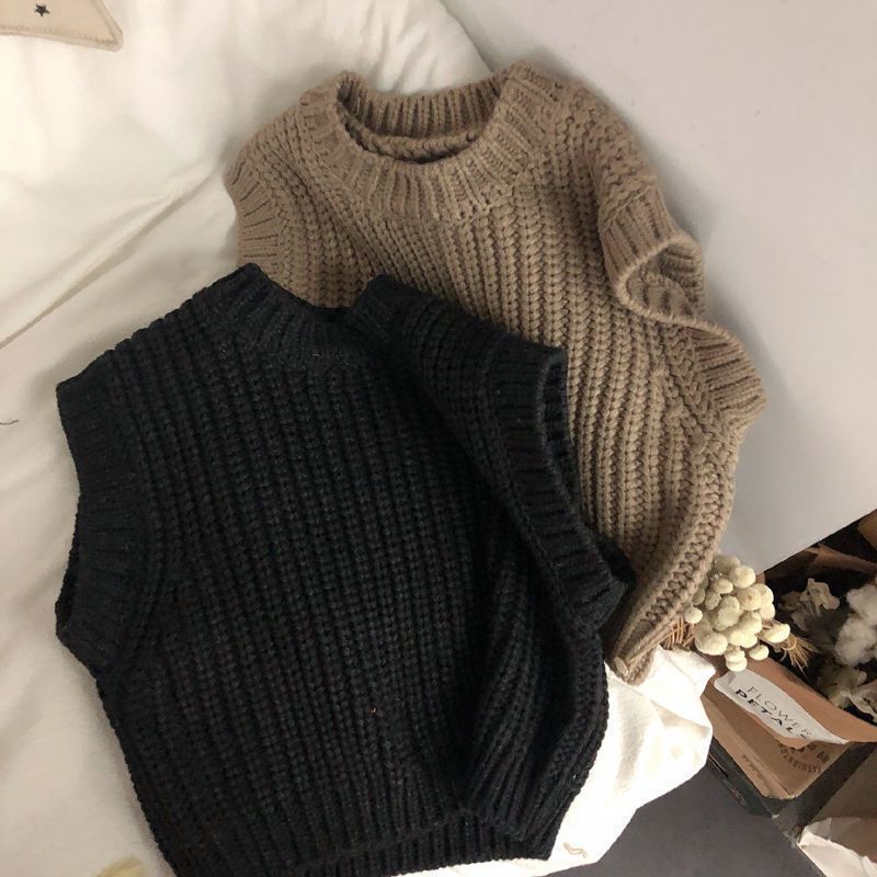 Gilet in lana spessa a righe larghe, Valstrend, ideale per primavera e autunno, con design caldo e elegante.