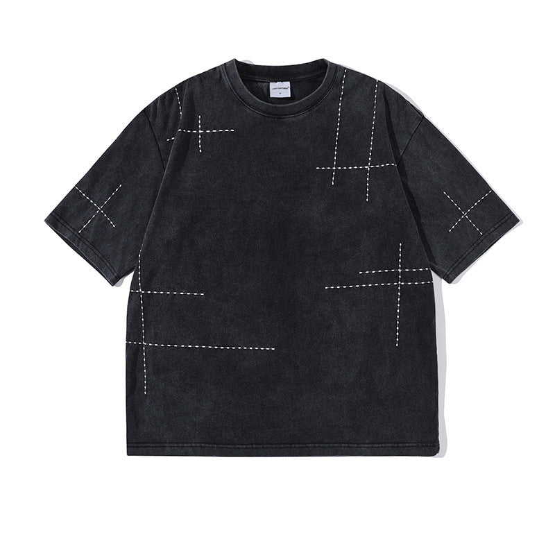 T-shirt casual a maniche corte Valstrend, stile street fashion con cuciture personalizzate, per uomo e donna, moda moderna.