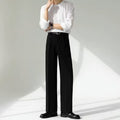 Pantaloni larghi da donna Valstrend, pantaloni dritti con drappeggio, tessuto non stirato, stile casual e comodo.