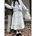 Sweet Elastic High Waist Slimming Wooden Ear Cake Dress Autumn Ruffled Skirt