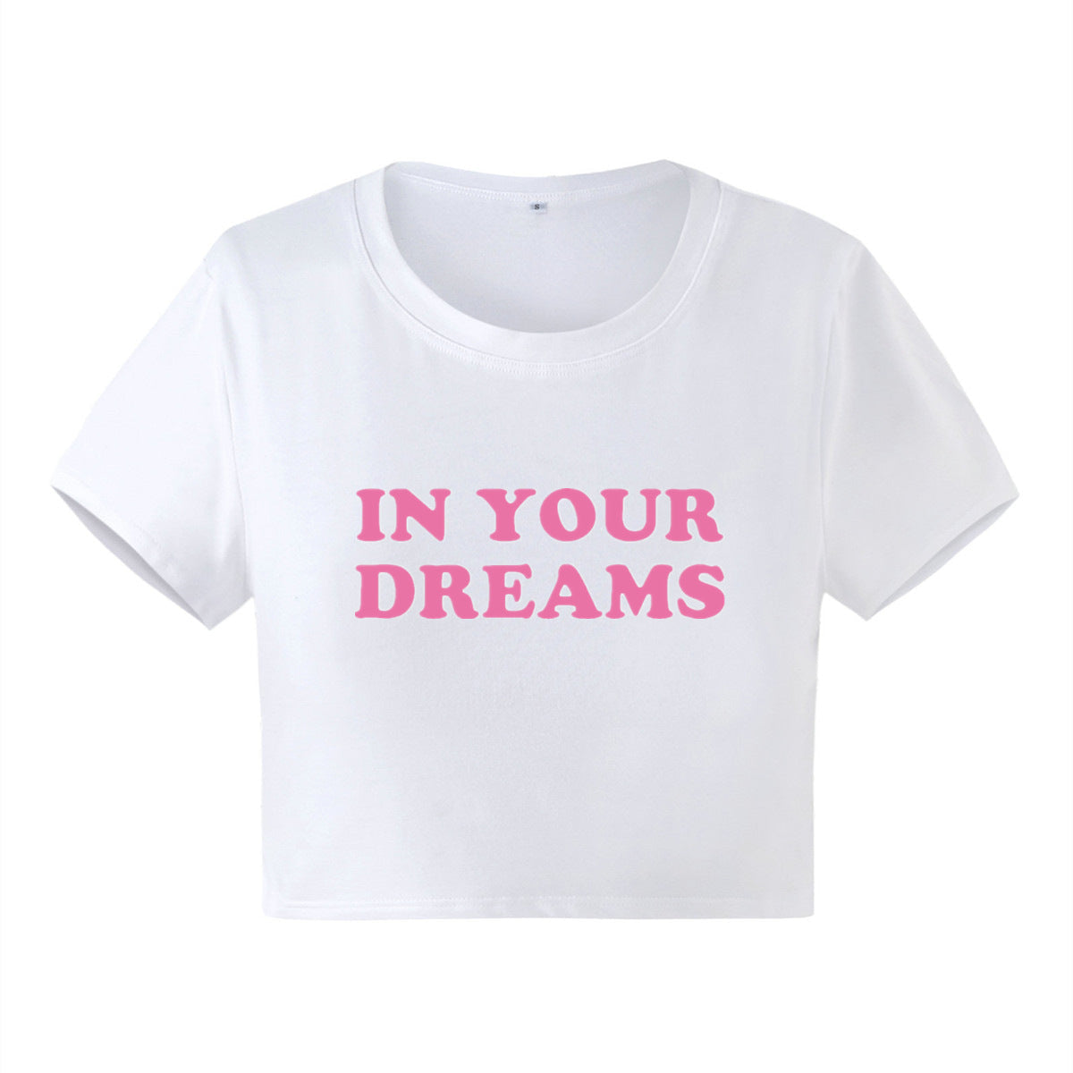 T-shirt a maniche corte Valstrend con stampa "In Your Dreams" e lettere, tessuto morbido e taglio classico.