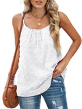 Canottiera smanicata donna Valstrend con scollo rotondo e pompon, regolabile e stile casual.