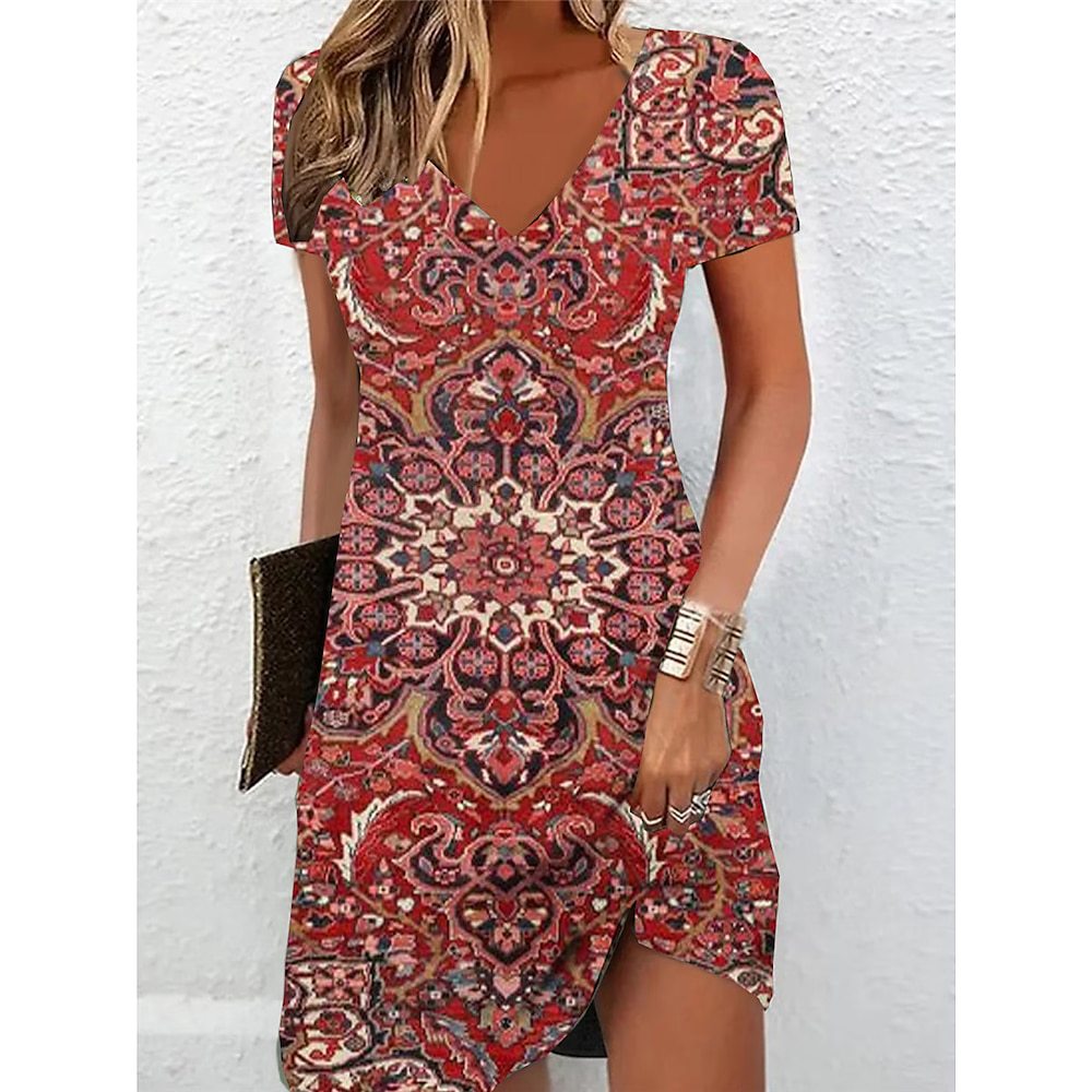 Vestito donna Valstrend T-shirt casual con stampa floreale, morbido e comodo, con taglio semplice e stile estivo.