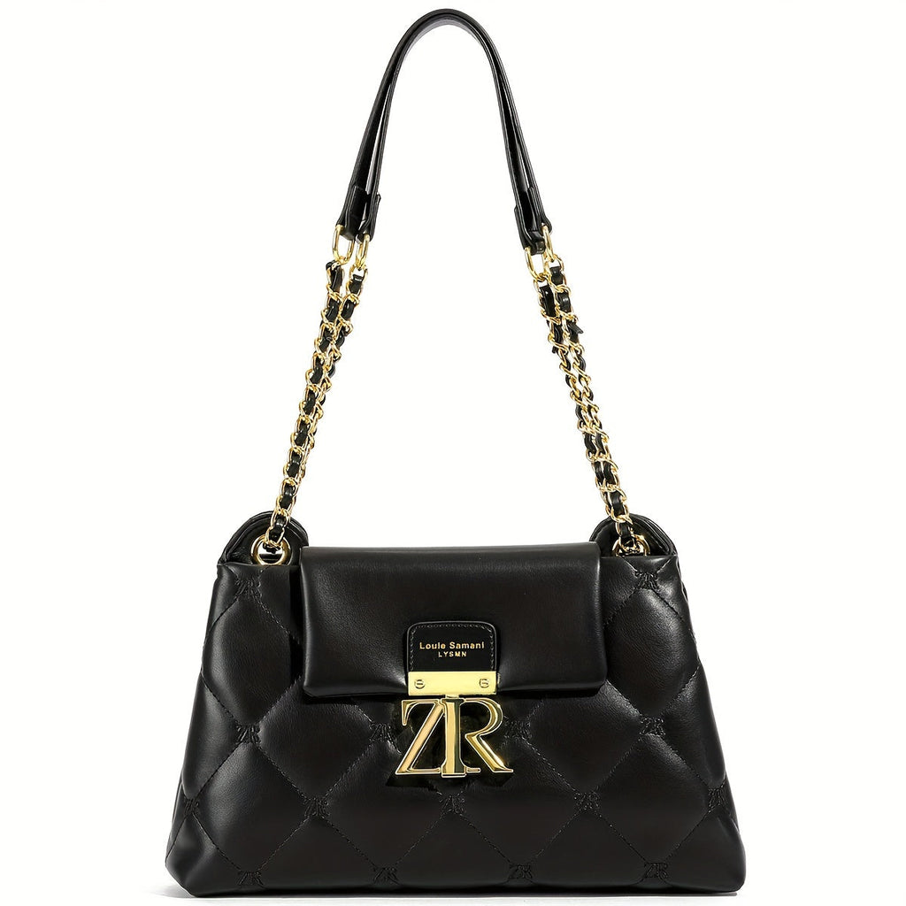 Elegant Black Crossbody Bag for Women - Chic European-Inspired Design with Adjustable Strap, Quilted Faux Leather Shoulder Purse