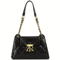 Elegant Black Crossbody Bag for Women - Chic European-Inspired Design with Adjustable Strap, Quilted Faux Leather Shoulder Purse