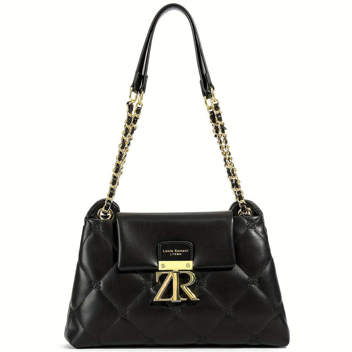 Elegant Black Crossbody Bag for Women - Chic European-Inspired Design with Adjustable Strap, Quilted Faux Leather Shoulder Purse