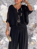 Completo in chiffon color solidale Valstrend, abbigliamento da donna, stile indipendente, vendita calda, immagine con dettagli del vestito.