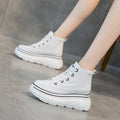 Scarpe sportive alte da donna Valstrend, sneakers bianchi con suola spessa e suola rialzata, stile casual e comodo.