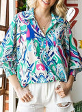 Maglia donna a maniche lunghe con stampa e colletto a punta, marca Valstrend, tessuto morbido e stile casual.