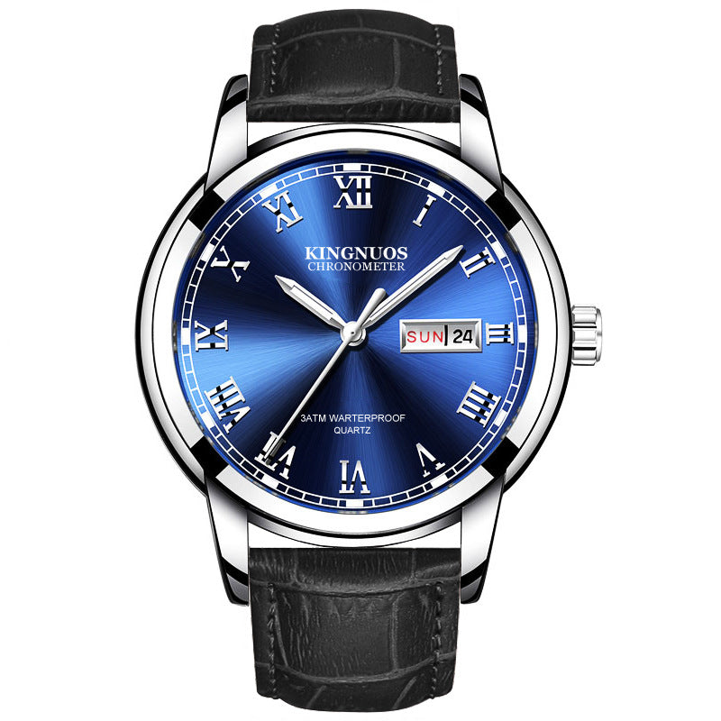 Orologio da polso Valstrend con cinturino in acciaio, calendario doppio e design elegante, adatto a uso business e quotidiano.