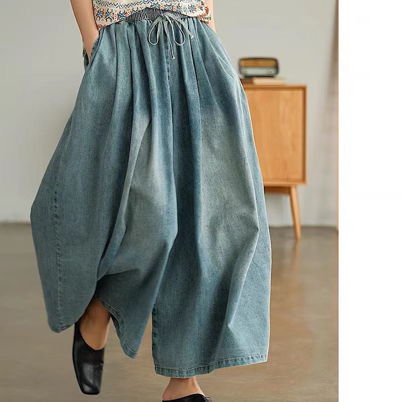 Jeans donna a vita alta leggeri e estivi Valstrend, in tessuto sottile e colore chiaro, stile casual e fresco.