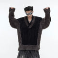 Men's Niche Plush Patchwork Knit Sweater Loose Sweater