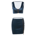 Vestito con gonna a zip, scollo basso e colore solido, stile aderente di Valstrend Shop, ideale per outfit eleganti e casual.