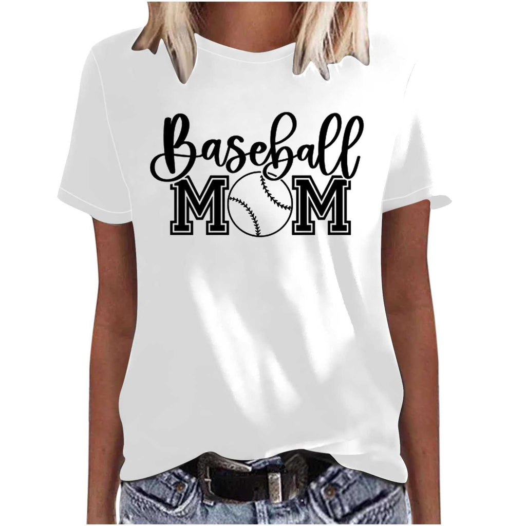 Mother's Day Baseball Women's Various Styles Loose-fitting Pullover Round-neck Short-sleeved T-shirt