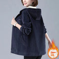 Cappotto casual in velluto a costine con interno in pile per donna, stile caldo e comodo, marchio Valstrend shop.