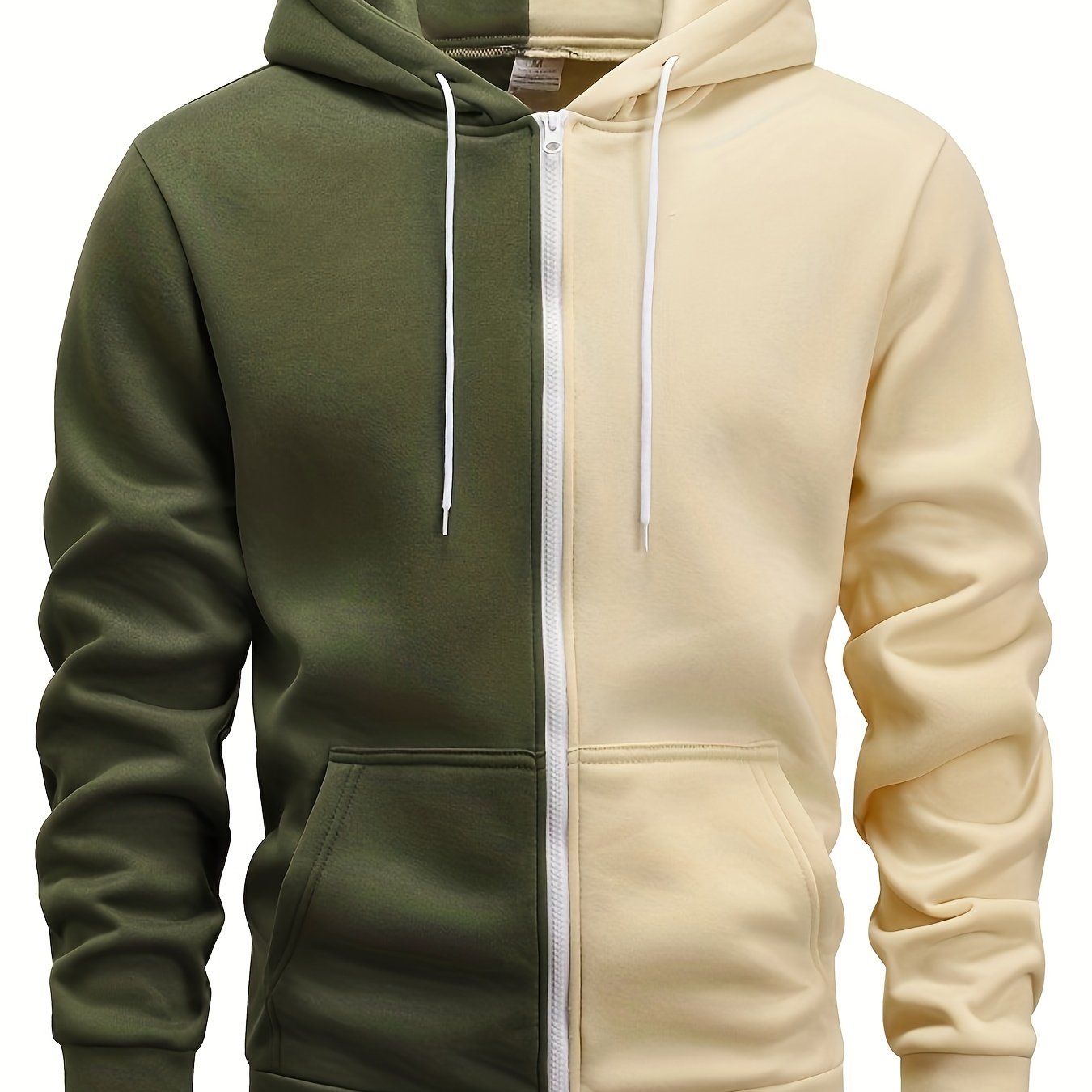 Giacca con zip a blocchi di colore uomo Valstrend, felpa lunga e comoda con cappuccio per autunno e inverno.
