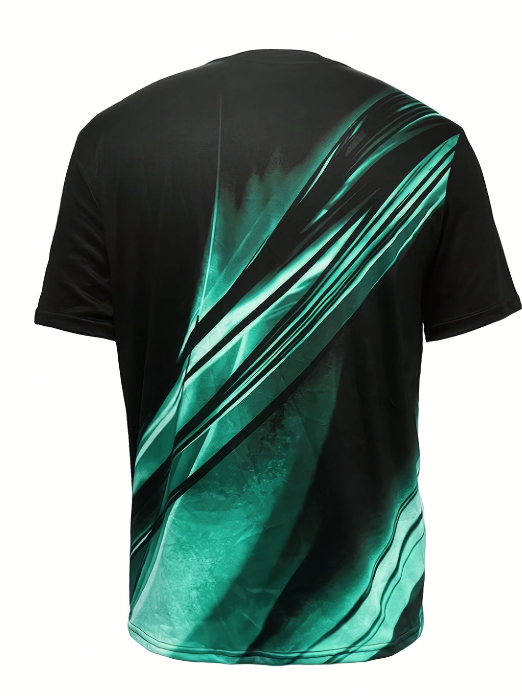 T-shirt da uomo Valstrend con stampa 3D a blocchi di colore, tessuto elasticizzato in poliestere, ideale per l'estate e attività all'aperto