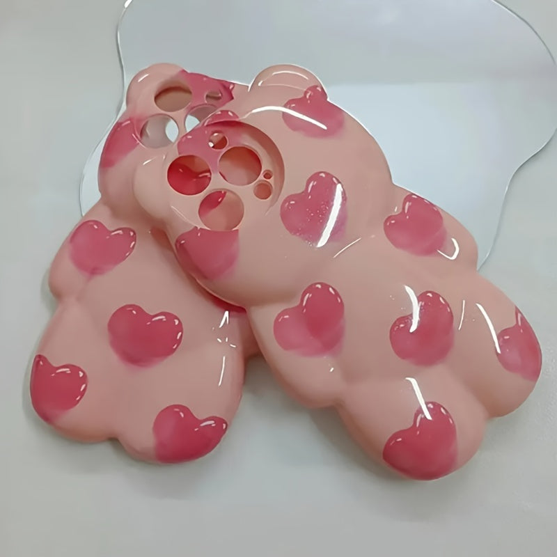 Custodia rosa con graffiti a cuore 3D per iPhone 15 Pro Max/14, protezione shockproof, compatibile con iPhone 11/12/13 Pro, design carino.