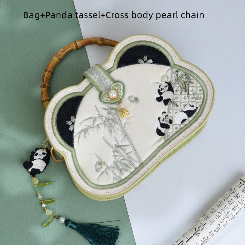 Borsa a tracolla cinese con ricamo panda, stile Han, marca Valstrend, dettagli colorati e design tradizionale cinese