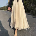 Oversized Wave Edge Gold Silk Chiffon Sparkling Pearl Skirt