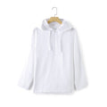 Camicia casual da uomo in lino di colore unito con cappuccio, stile loose, marca Valstrend.