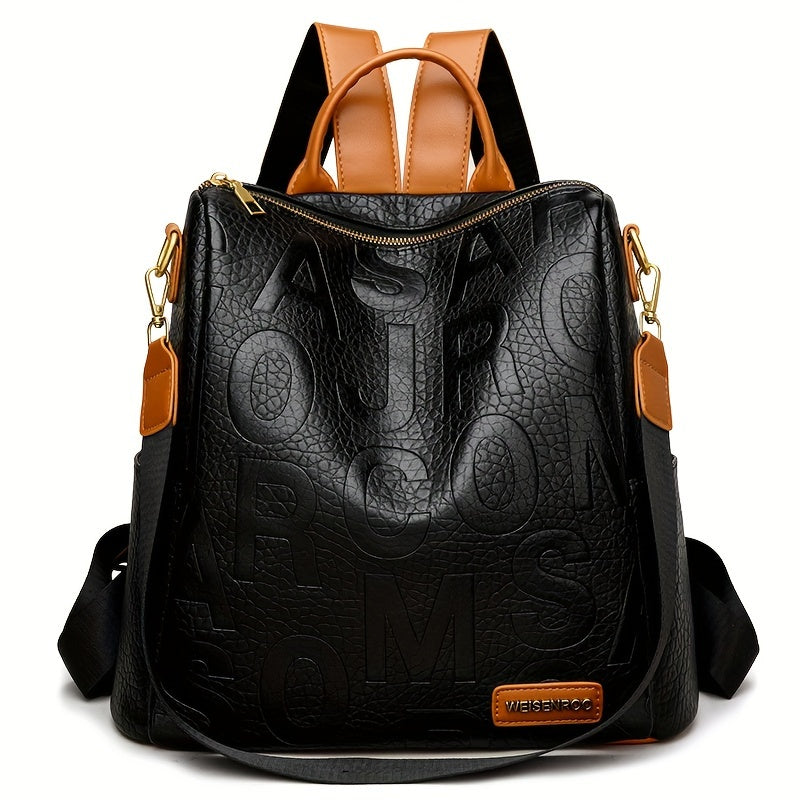 Zaino Valstrend nero impermeabile con più tasche, grande capacità, adatto a studenti e viaggi, con zip e design pratico.