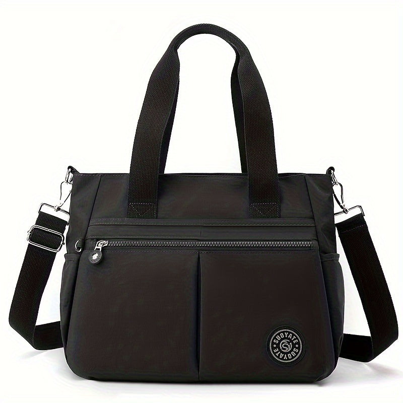 Borsa a tracolla femminile Valstrend in nylon, colore solido, tracolla regolabile e chiusura lampo, ideale per uso quotidiano