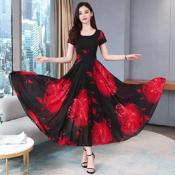 Vestito in seta Ice Silk taglia comoda donna, stile elegante e temperamento, colore chiaro e tessuto morbido.