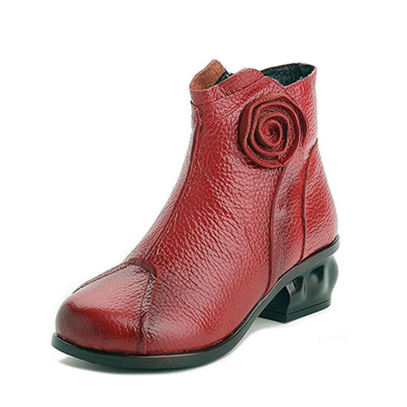 Stivaletti da donna in stile etnico con fodera in pile, caldi e resistenti, marca Valstrend, con dettagli vintage e materiale isolante.