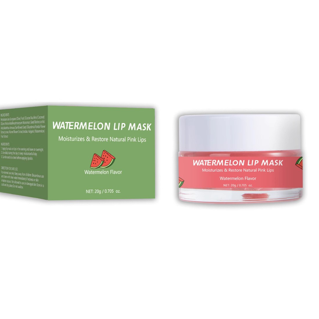 Maschera notte idratante per labbra Watermelon Lip Sleep Mask di Valstrend, contenitore da 20g con etichetta colorata e design fresco