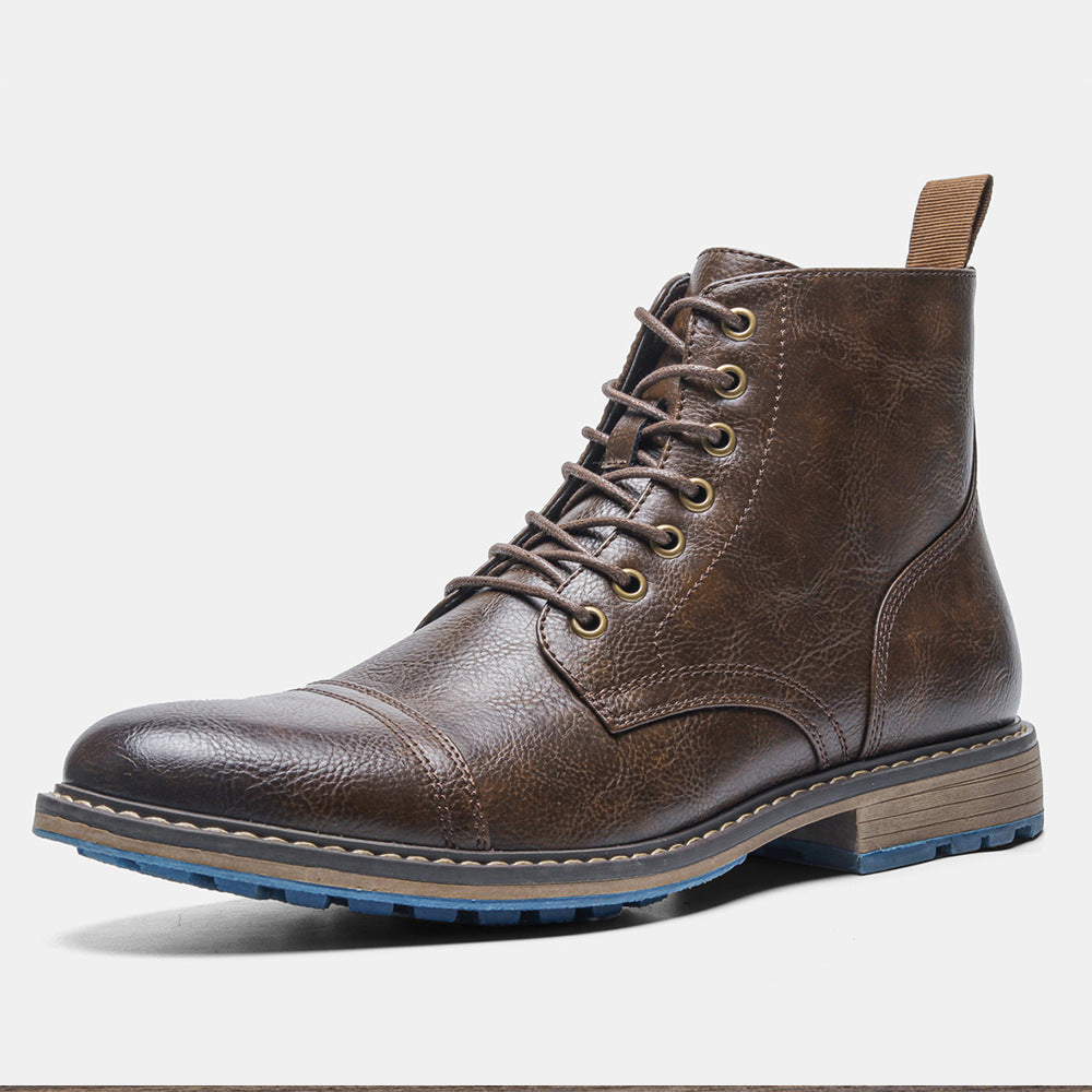 Scarpe da lavoro da uomo Valstrend, stivali vintage Martin in stile retrò, pelle robusta e suola antiscivolo.