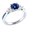 Anello in argento 925 con zirconi e zaffiri incastonati, stile principesco, placcato oro europeo e americano, Valstrend shop