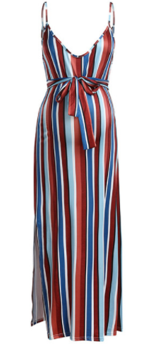 Abito lungo estivo da maternità Valstrend, vestito maxi leggero e fluido con stampa floreale, ideale per la gravidanza e l’estate