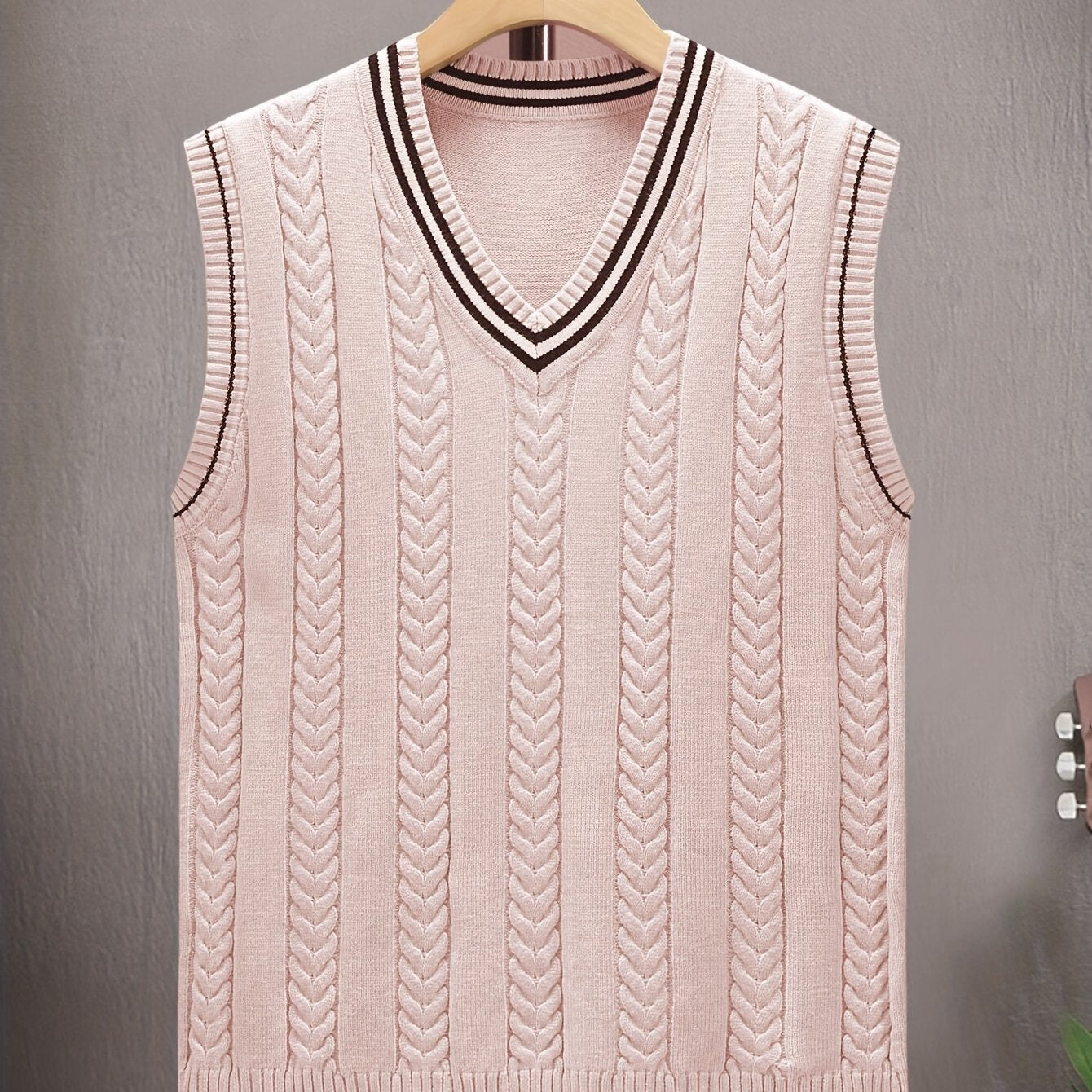 Maglione senza maniche a blocchi di colori per uomo, maglia a righe traspirante con scollo a V, ideale per primavera e autunno.