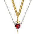 T Heart And Sword Necklace Two-piece Set