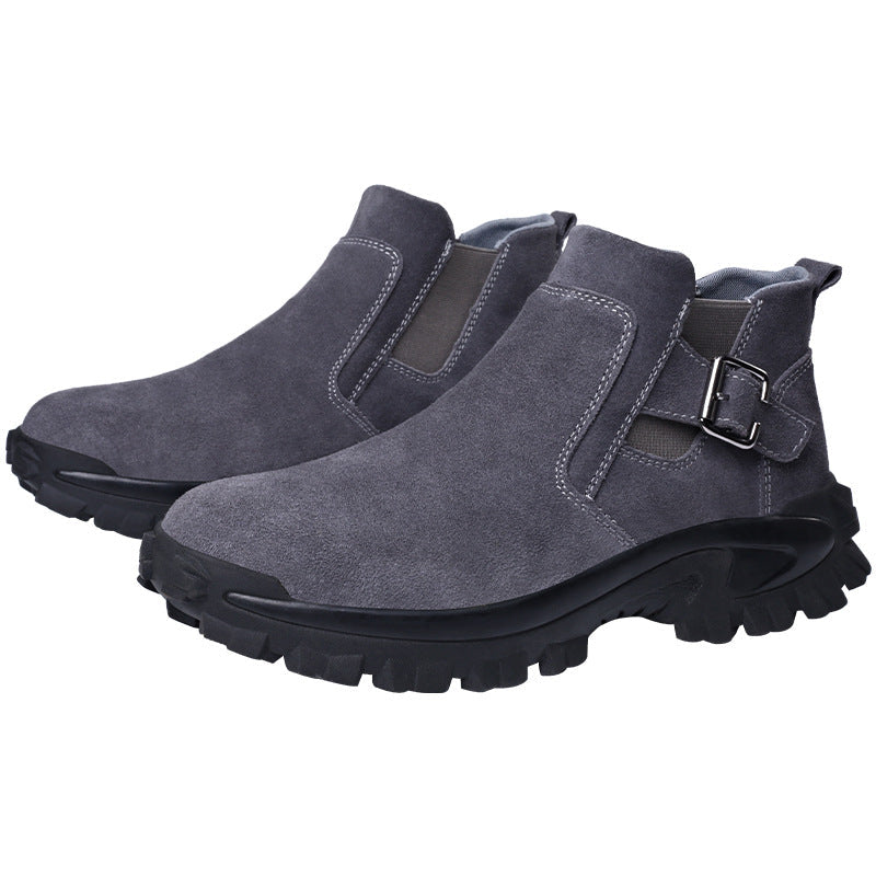 Scarpe antinfortunistiche in pelle di mucca Valstrend, stivali da lavoro robusti con suola antiscivolo e protezione per il lavoro.