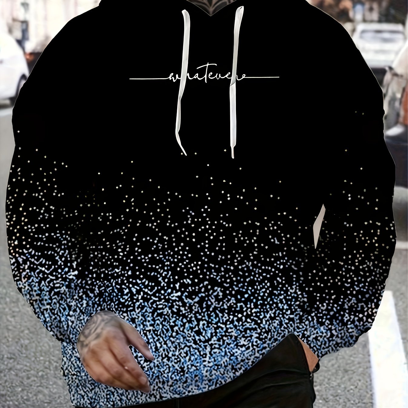 Felpa con cappuccio da uomo Valstrend, maglione a maniche lunghe con stampa grafica a gradiente, casual e ideale per outdoor.