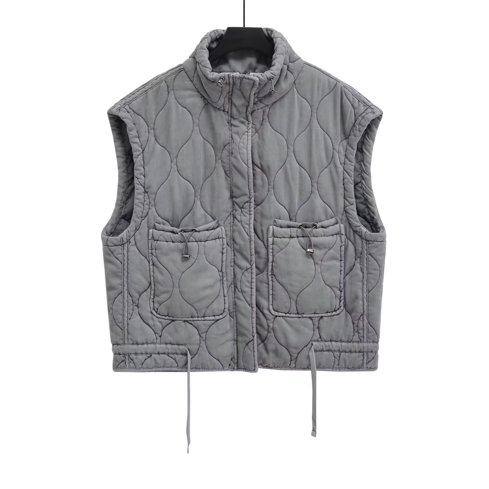 Gilet imbottito donna autunnale Valstrend in cotone lavato Tencel, stile casual, dettaglio imbottitura e tessuto morbido