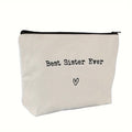 Beauty case per trucco e toiletries, regalo per sorelle e amiche, con scritte "Best Sister Ever" e "Love You Sis".
