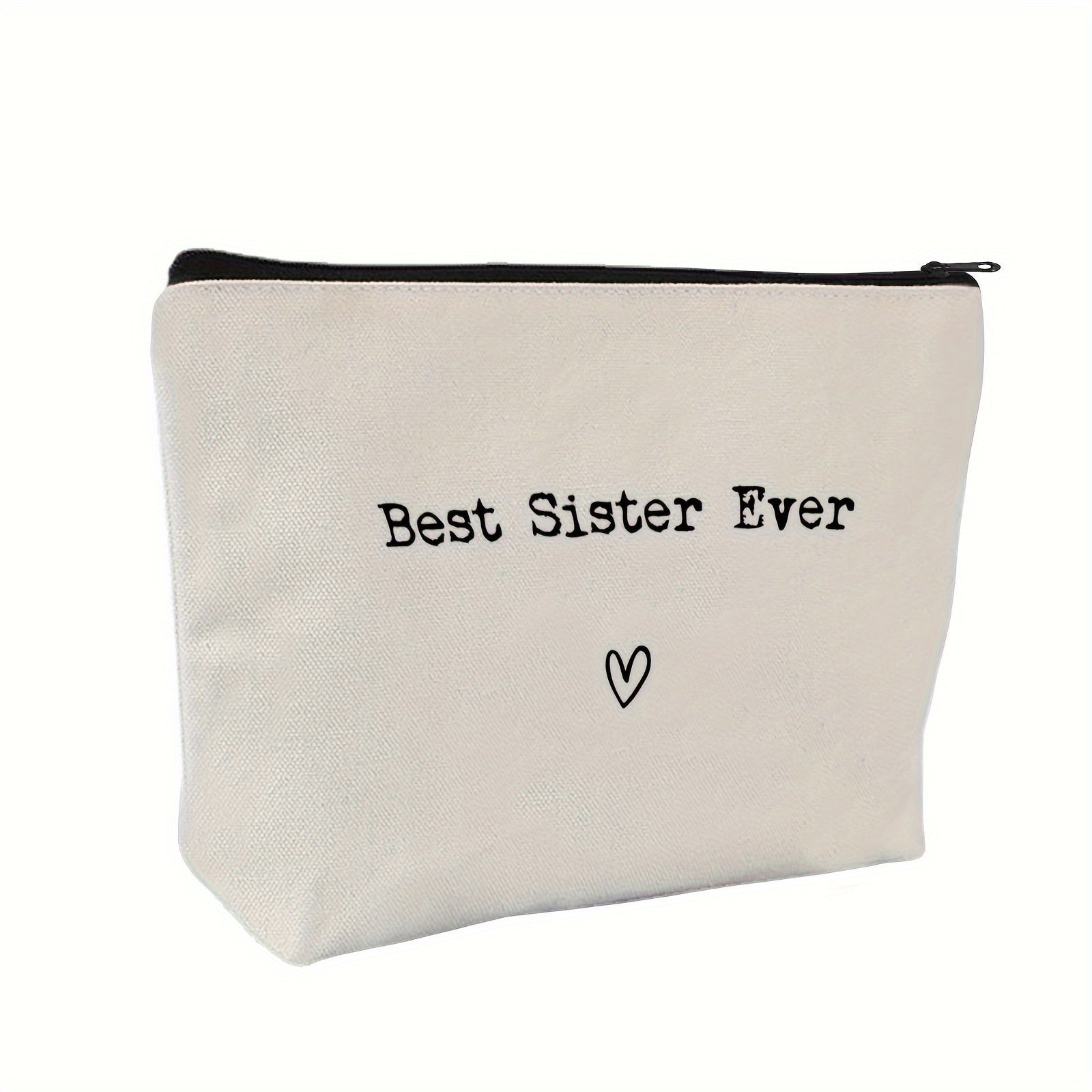 Beauty case per trucco e toiletries, regalo per sorelle e amiche, con scritte "Best Sister Ever" e "Love You Sis".