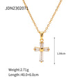 European And American Ins Style 18K Gold Stainless Steel Inlaid White Zircon Square Geometric Pendant Necklace