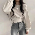 Maglione donna a maniche lunghe con bottoni e scollo rotondo, pullover autunnale Valstrend, tessuto morbido e comodo
