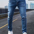Jeans slim fit da uomo Valstrend shop in denim strappato con tasche, vita media, stile street, lavabili in macchina.