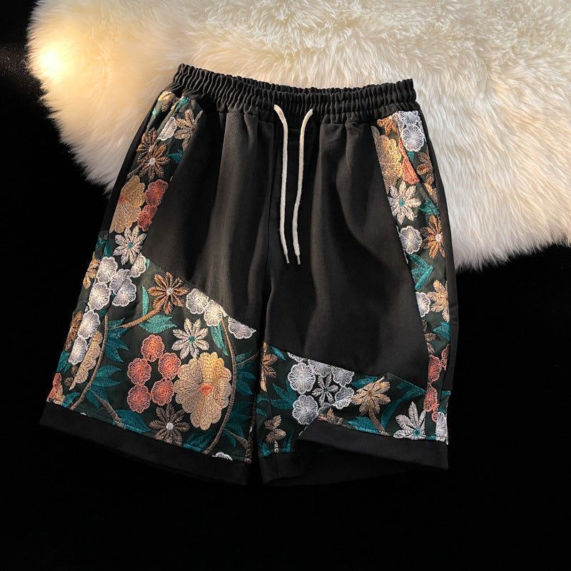 Pantaloncini a vita alta in stile Hong Kong con ricami giapponesi, taglia grande, marca Valstrend.