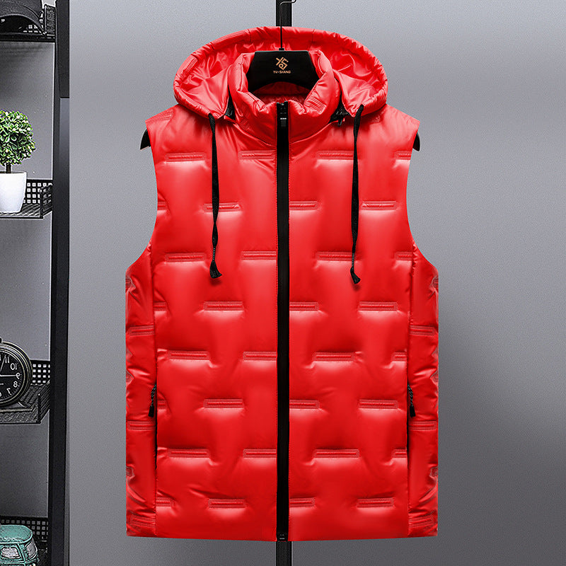 Gilet termico in cotone lucido da uomo Valstrend, imbottito e caldo, con zip frontale e collo alto.
