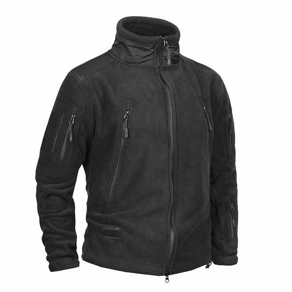 Maglione spesso militare in pile Valstrend, tessuto caldo e morbido, con cappuccio e tasche frontali, stile militare robusto.