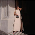 Vestito femminile elegante con bottoni, sfilato e largo, in tessuto leggero, marca Valstrend Shop, mostra dettaglio di design e vestibilità